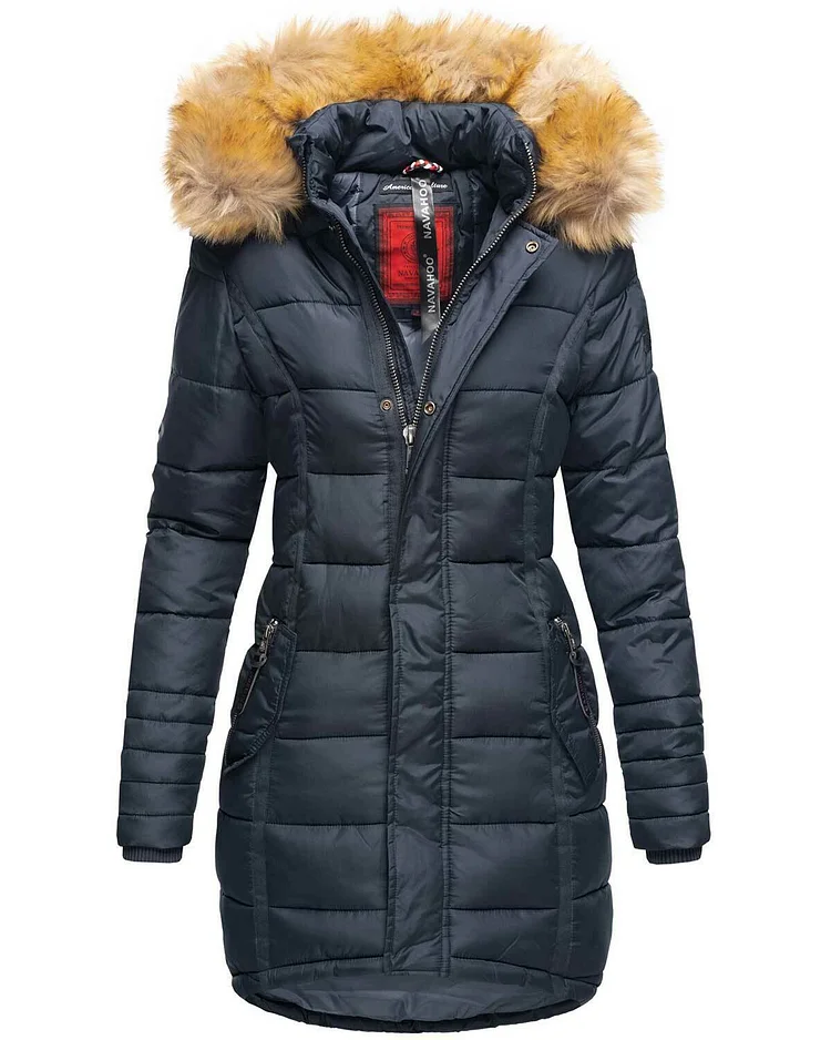 Fashion ladies parka coat with fur collar A