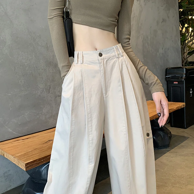 Nigikala Nigikala Workwear Trousers Women's Summer Thin 2025 New High-Waisted Leisure Sports Broad-Legged Trousers