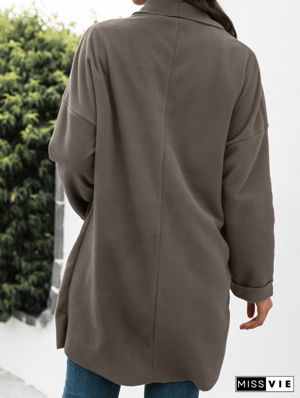 Casual Solid Color Lapel Long Sleeve Coat