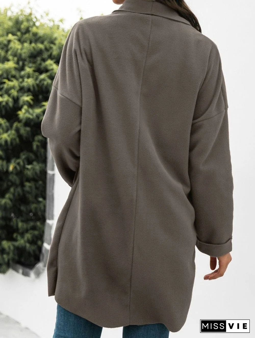 Casual Solid Color Lapel Long Sleeve Coat