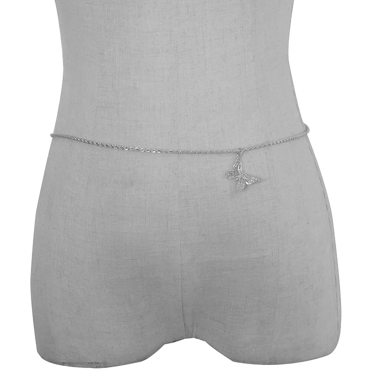 Ridaxi Punk Body Chain Woman Vintage Temperament Butterfly Fringe Waist Chain Hip Hop Style Simple Single Layer Festival Body Jewelry