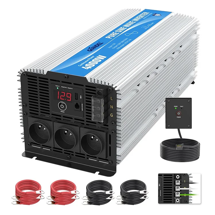 【Applicable en France】Produits d'occasion  4000W Convertisseur Pur Sinus Onduleur12V 220V 230V