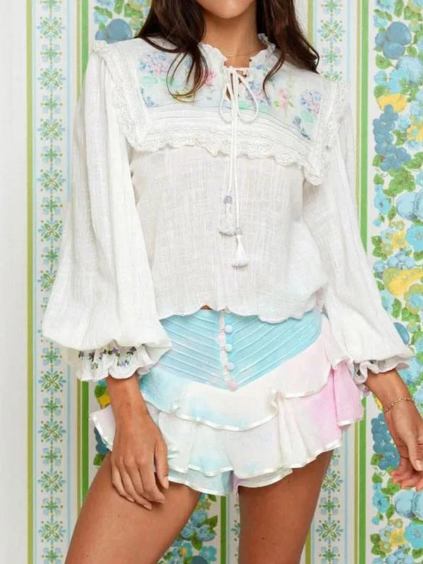 Tie front lace blouse