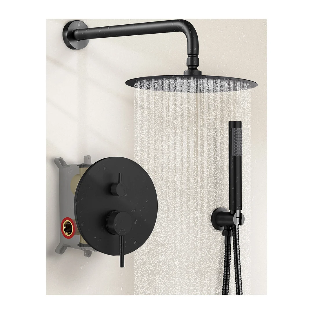 M6610BI-10BL Shower Head Faucet Combo Set - Rainfall Bathroom Shower Faucet Kit with