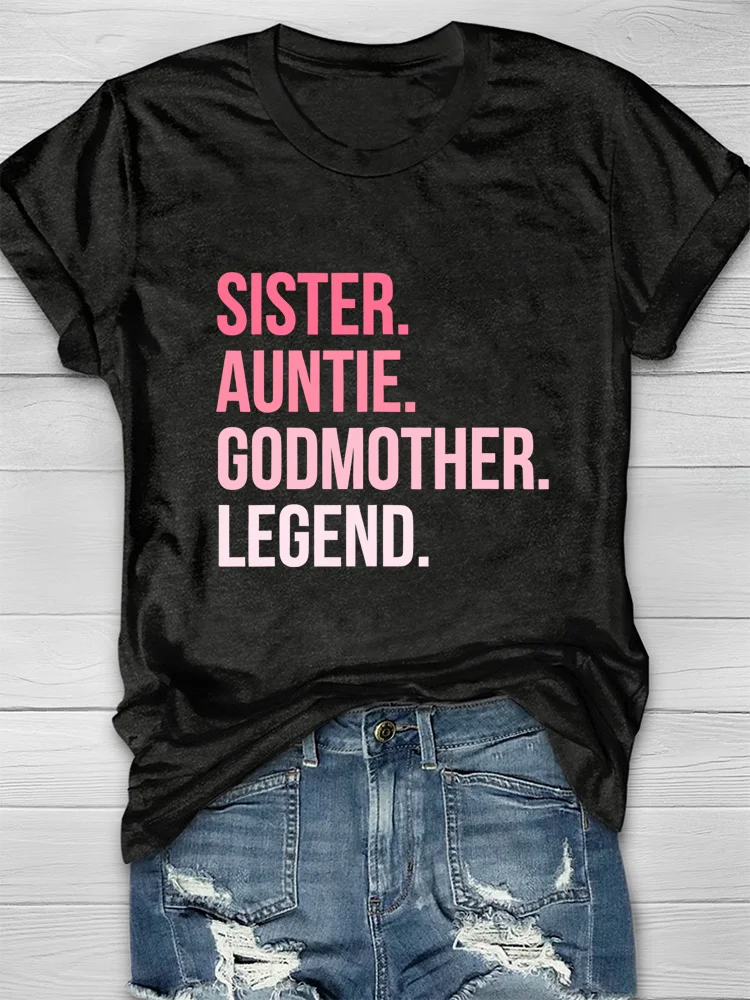 Funny Sister Letter Print Casual-1 T-shirt