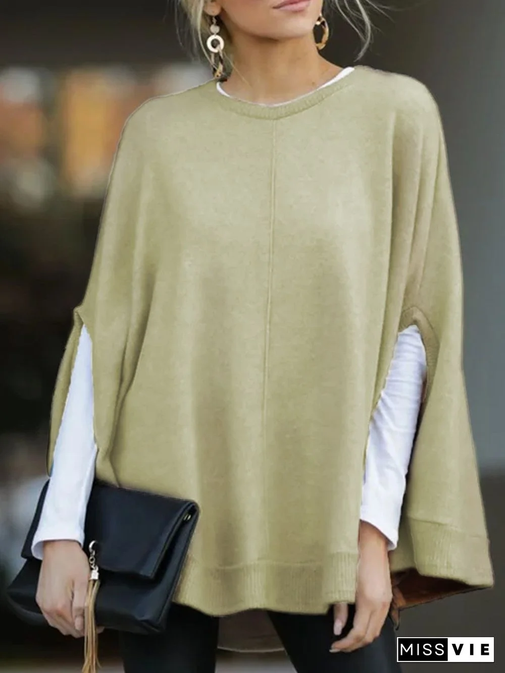 Casual Knitted Fall Solid Knitwear