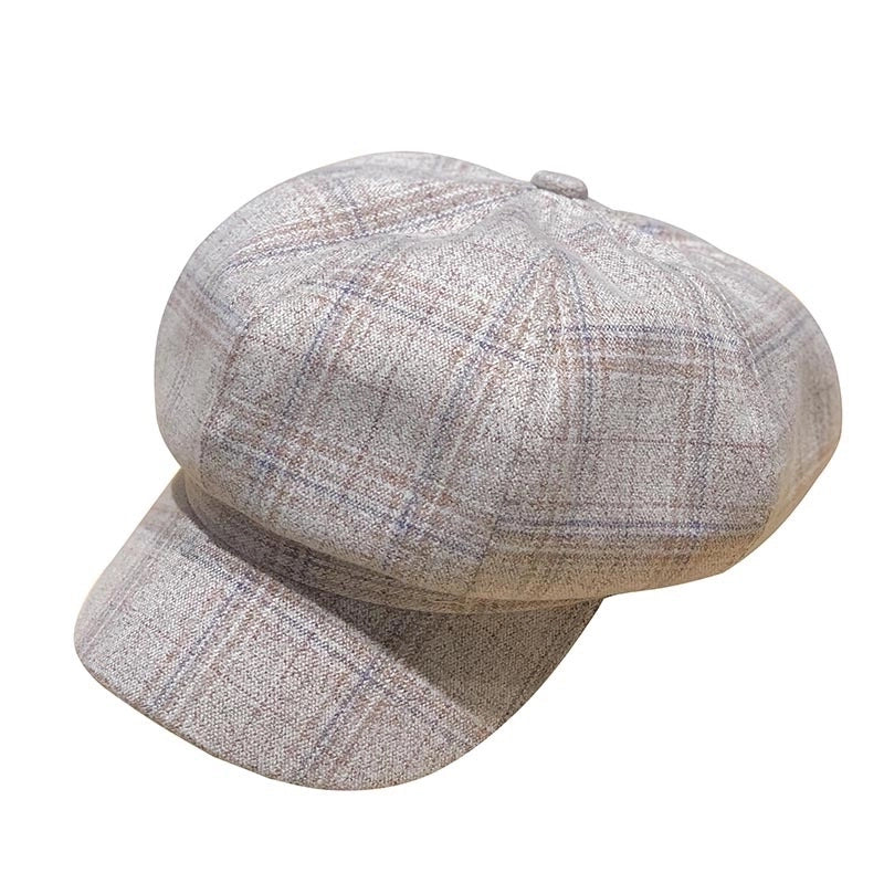 Women’s Lady Plaid Curved Eaves Newsboy Cap