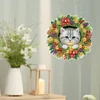 2D/Flat Christmas DIY Diamond Art Acrylic Pendant Wall Door Decoration (Cat)