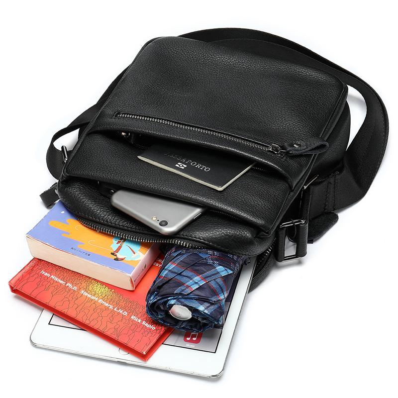 Mens Casual Business Black Messenger Bag With Large Capacity