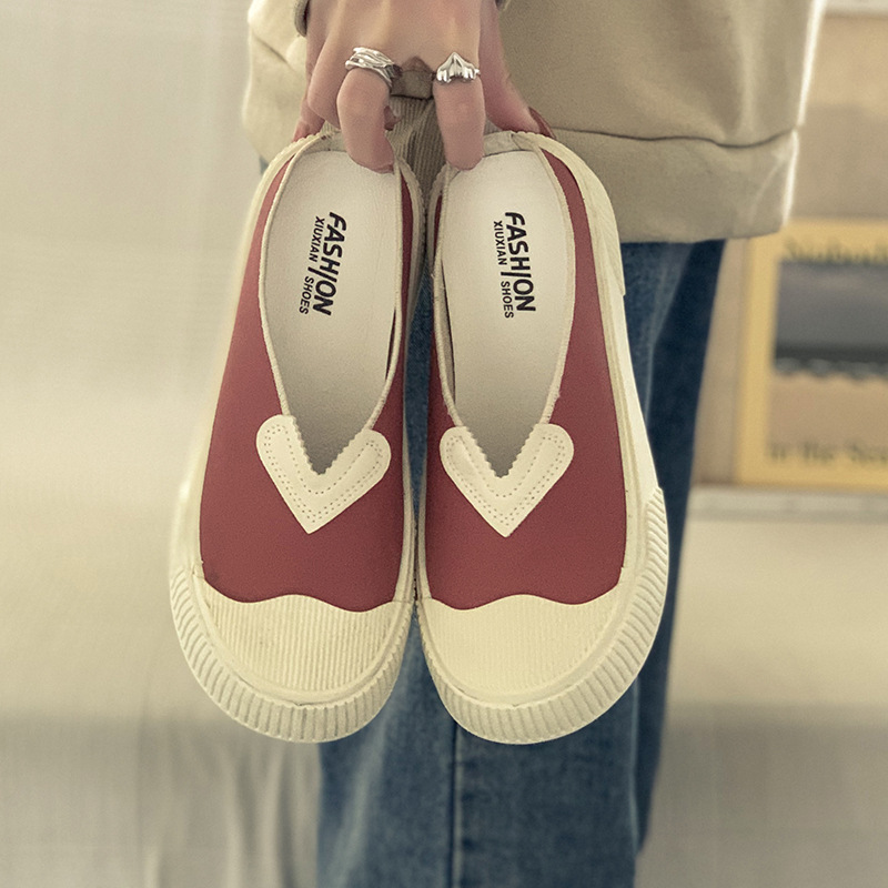 Thick Soled Canvas Loafer Shoes for Women's Design Sense Board Shoes Biscuit Shoes Color Matching Slip on Flats Casual Loafers