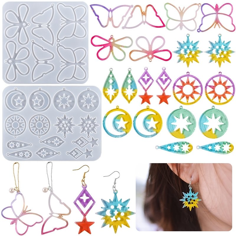 Hollow Pattern Earrings Keychain Pendant Silicone Mold