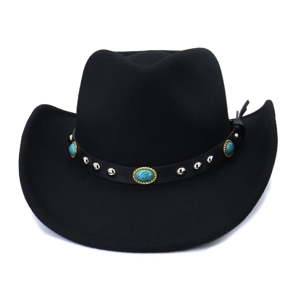 Karl Heart Top Wool Western Hat -  Black