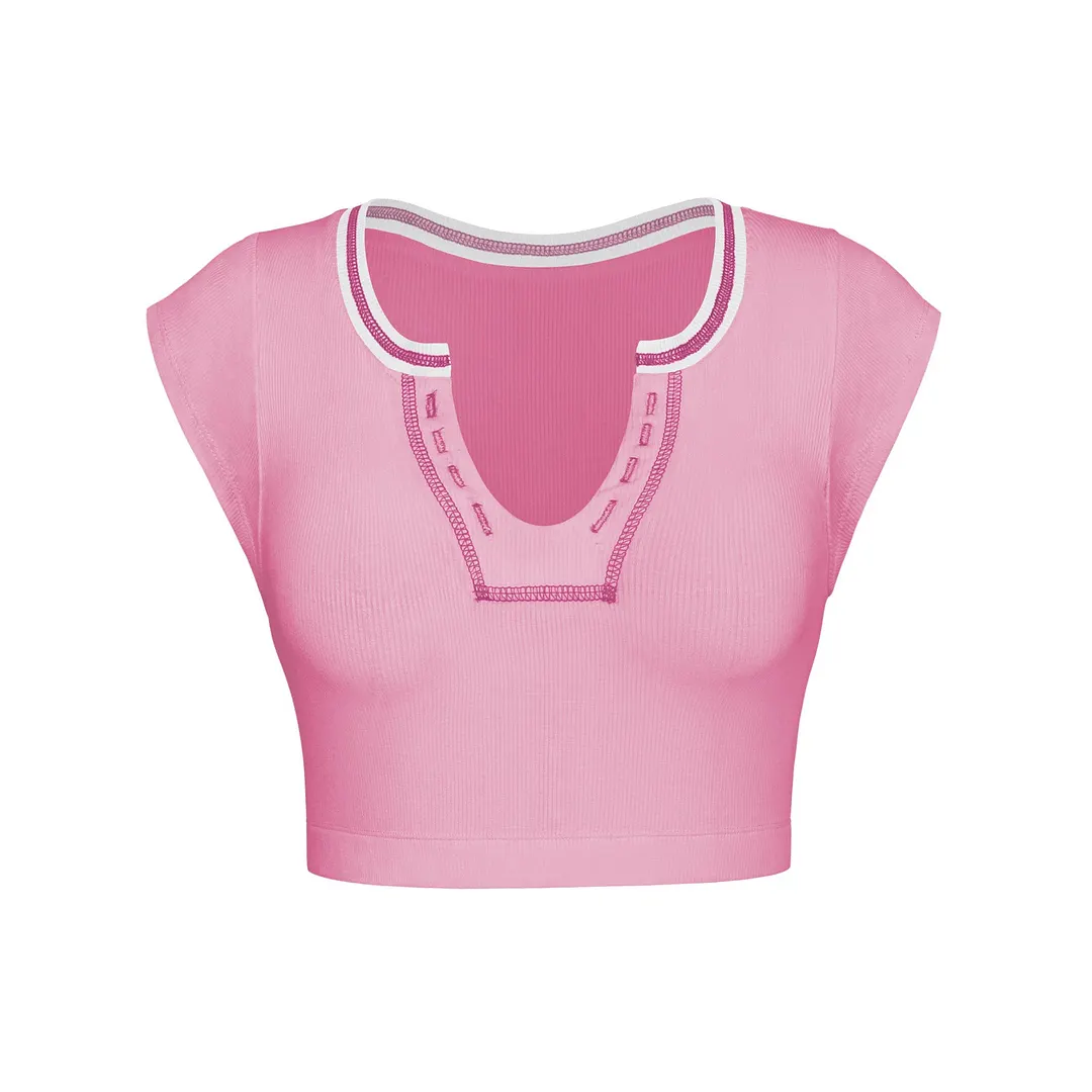 Uveng Slim-fit Ultra-short Sexy Hot Thread Blouses