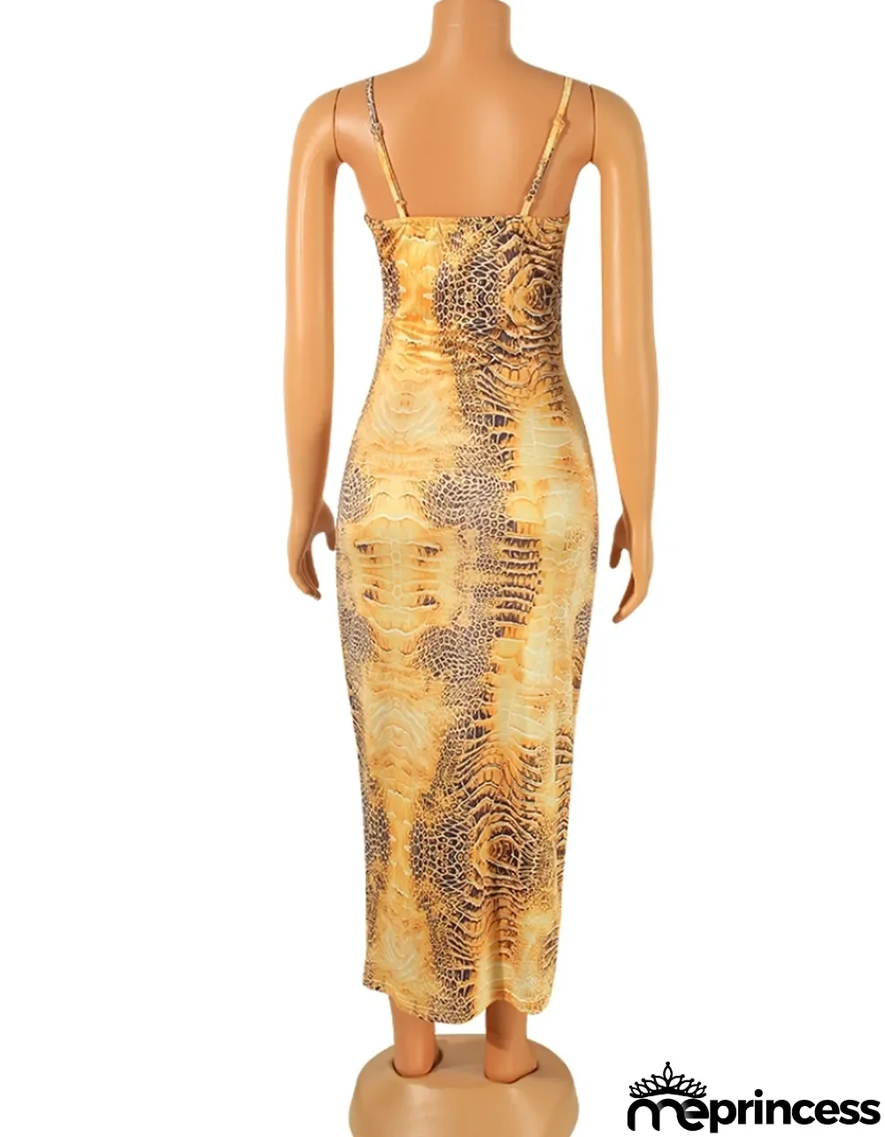 Fall Sexy Print Straps Sleeveless Long Dress