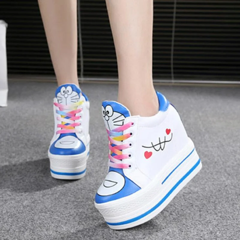 Women Sneakers 2022 Spring Autumn High Heels Ladies Casual Shoes Women Wedges Platform Shoes Female Thick Bottom Trainers W405