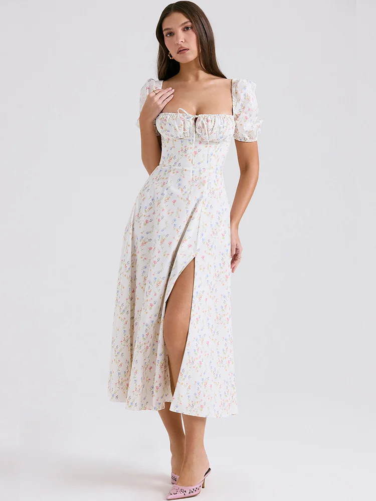 Zingj High-End Women's Dress French Style Collar Crumn Dress Dress Temperament Print Dress Fashion Casual Holiday Dress