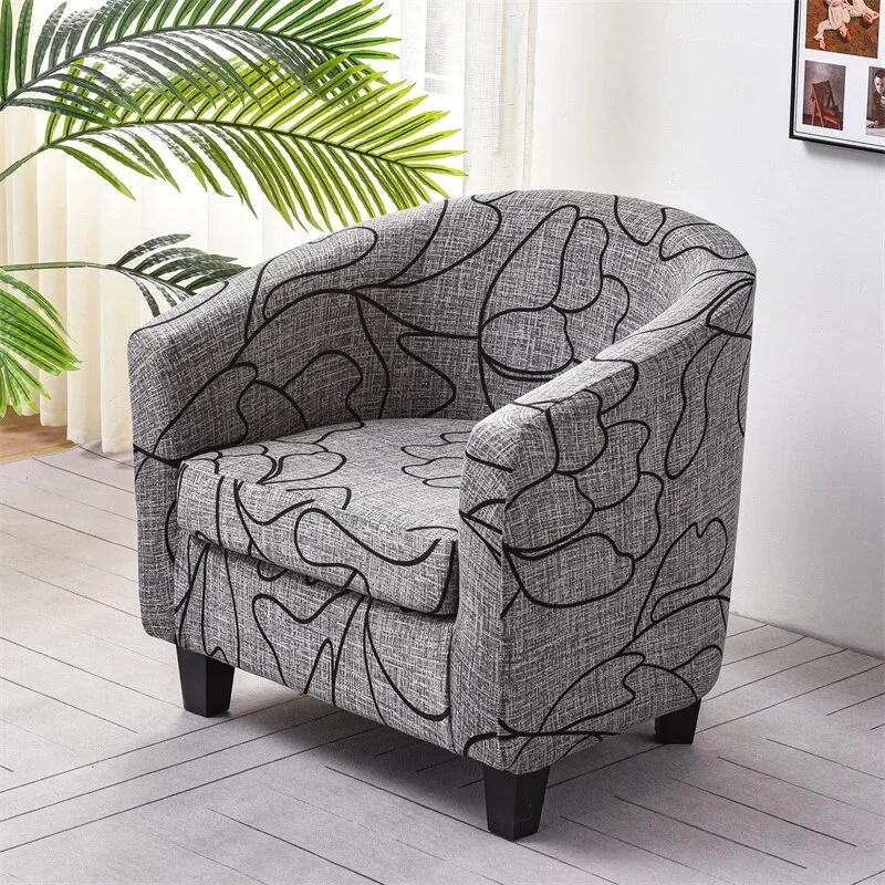 Nigikala Printed Tub Chair Covers Stretch Spandex Armchair Slipcovers Couch Covers Single Sofa Cover for Living Room Bar Home