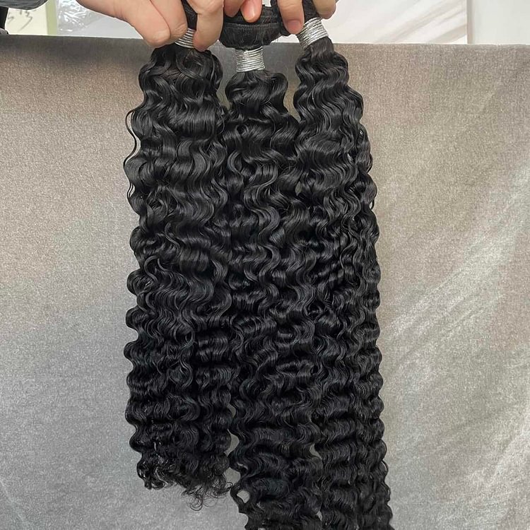 3 Pieces Burmese curly Brazilian Virgin Human Hair Bundles Unprocessed Natural Color
