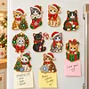 10PCS DIY Pearl Diamond Painting Christmas Fridge Magnets, Sparkling Rhinestone Refrigerator Magnet Craft Kit for Home Decor & Gifts