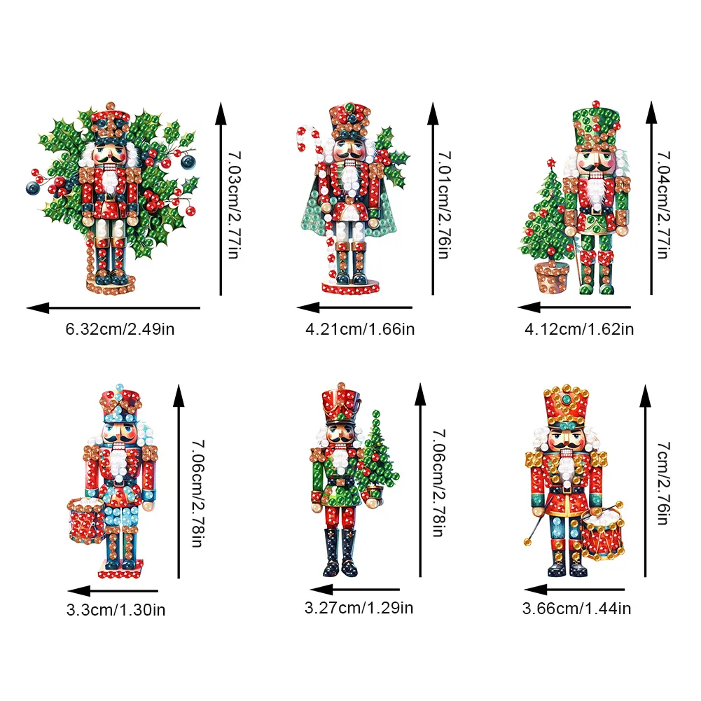 6Pcs Acrylic Special Shape Christmas Nutcracker Fridge Stickers (LY836)
