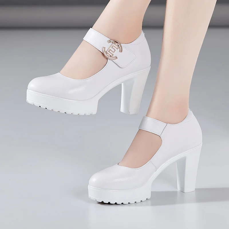 Breakj High Heel 12Cm Cheongsam Model Catwalk Shoes Women's Thick Soles Waterproof Platform Silver Round Head Stage Performance Shoes Women's Singles Shoes