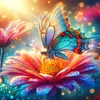Diamond Painting -DIY Round Drill Butterfly Carrying Flower(40x40cm)