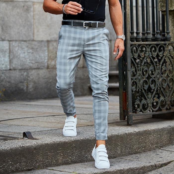 BrosWear Men's Social British Trendy Plaid Formal Business Suit Pants