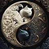 Tai Chi Yin Yang Black And White Cat - 11CT Stamped Cross Stitch - 45*45cm