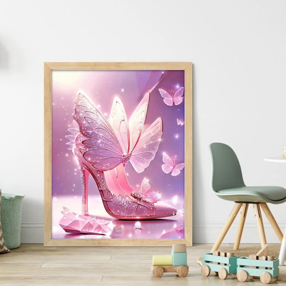 11CT Full Stamped&nbsp;Cross Stitch - Butterfly High Heels(Canvas|40*50CM)