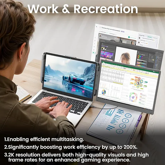 KEFEYA S1Pro 2K Portable Dual Screen Monitor Extender