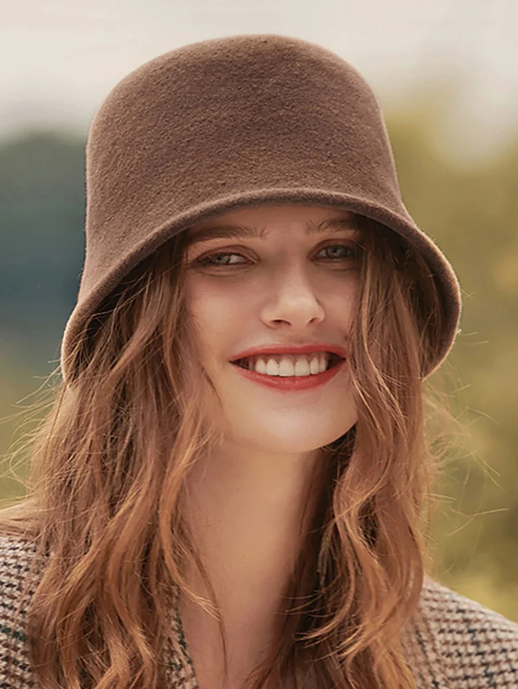 Women Casual Pure Color Winter Wool Flet Hat