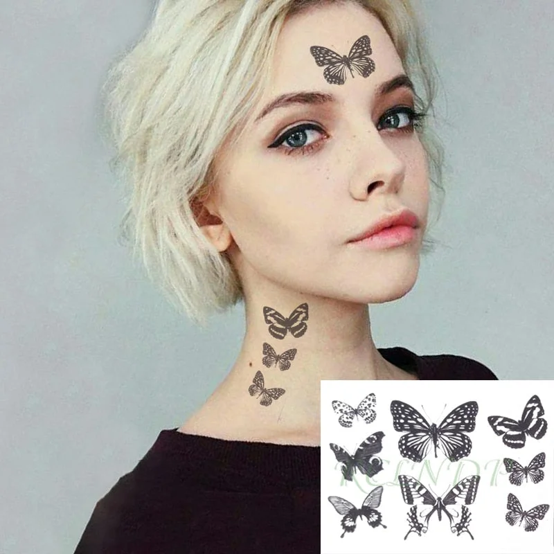 Waterproof Temporary Tattoo Sticker Beautiful Butterfly Small Body Art Fake Tatto Flash Tatoo Wrist Foot Hand for Men Women 706-2