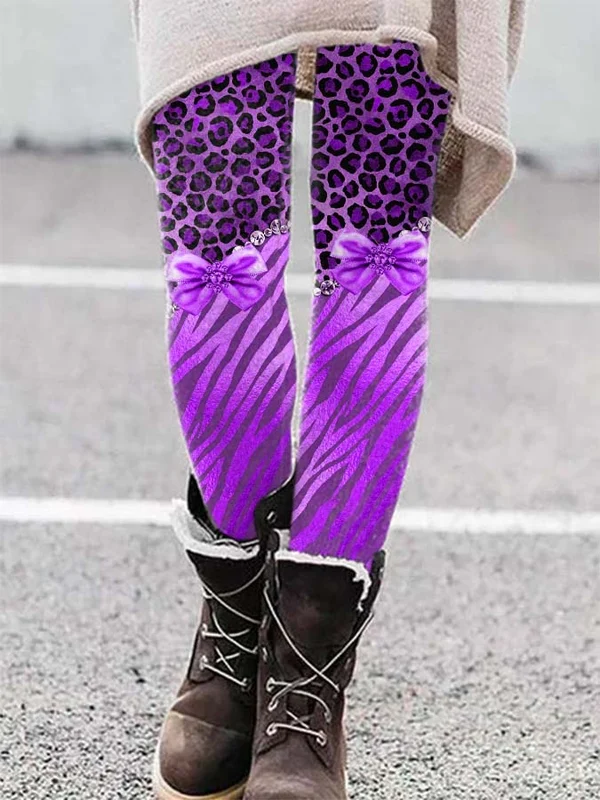 Purple Leopard Bowkont Print Leggings