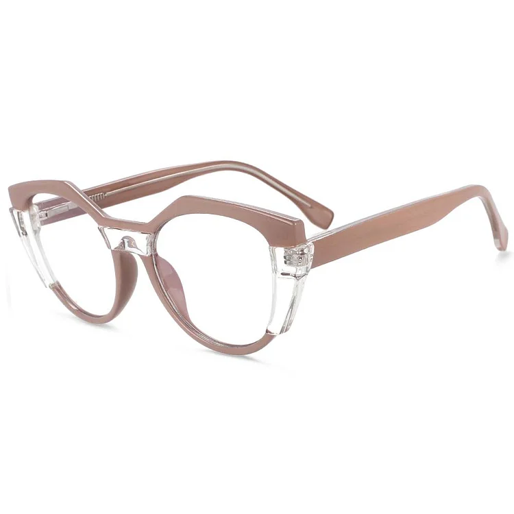 54170 Cat Eye Anti Blue Light Ladies Computer Glasses Vintage Clear Leopard Plastic Titanium Women's Spectacle Frame