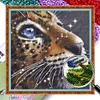 (US Only)Full Embroidery Beads Printed 9CT Leopard Head Cross Stitch Kit Decor 42x42cm