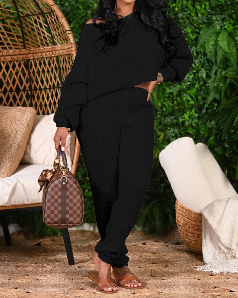 Two-piece Solid Color Bat Sleeve Sweater