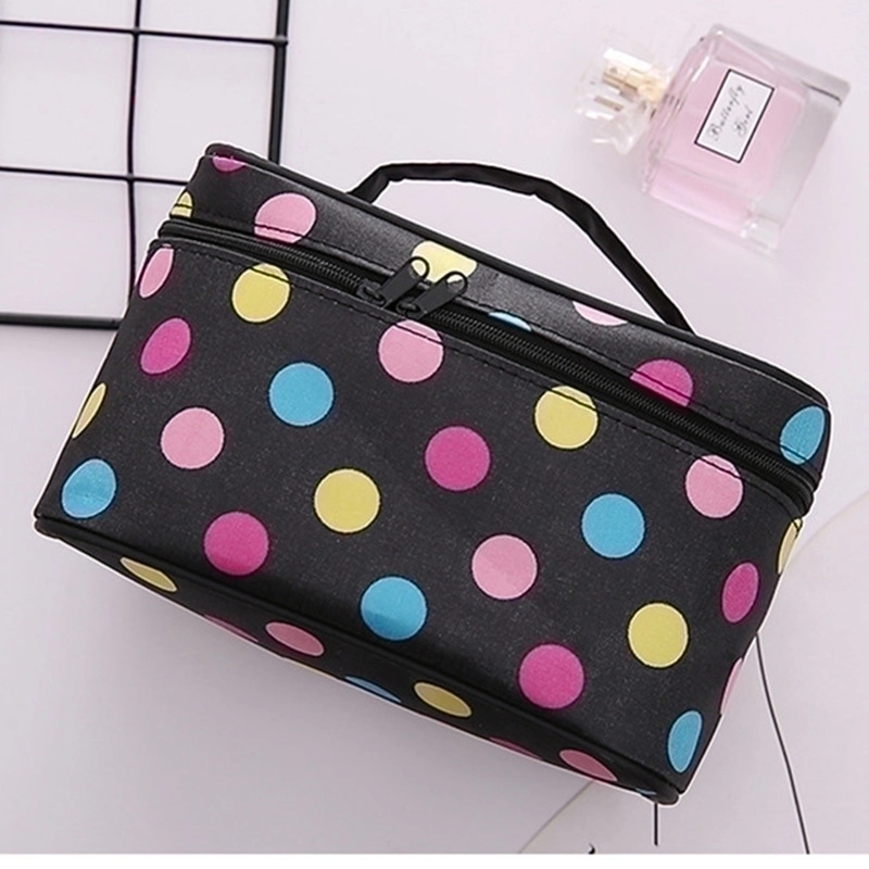 3 Pieces Vintage Style Round Dots Polyester Sewing Thread Square Makeup Bags
