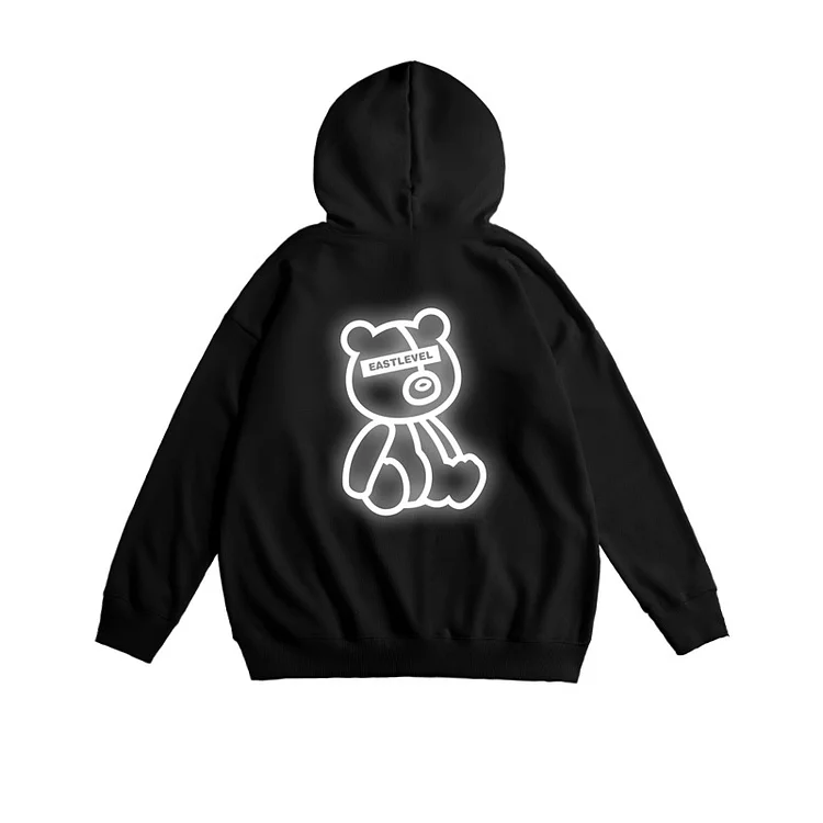 “East Level” Little Bear Relective Hoodie Pullover weebmemes