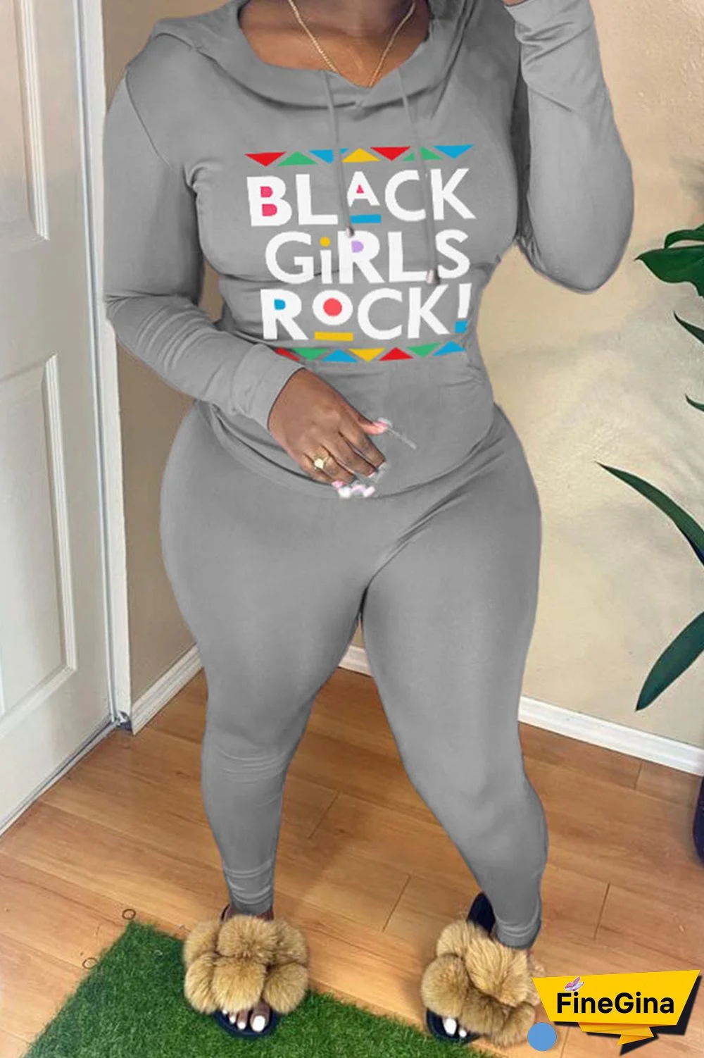 White Casual Print Patchwork Hooded Collar Long Sleeve Two Pieces