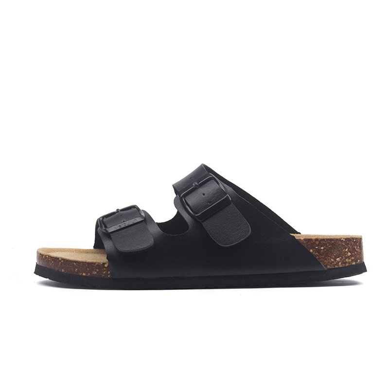 BIRKENSTOCK - Double buckle slipper sandals/Black