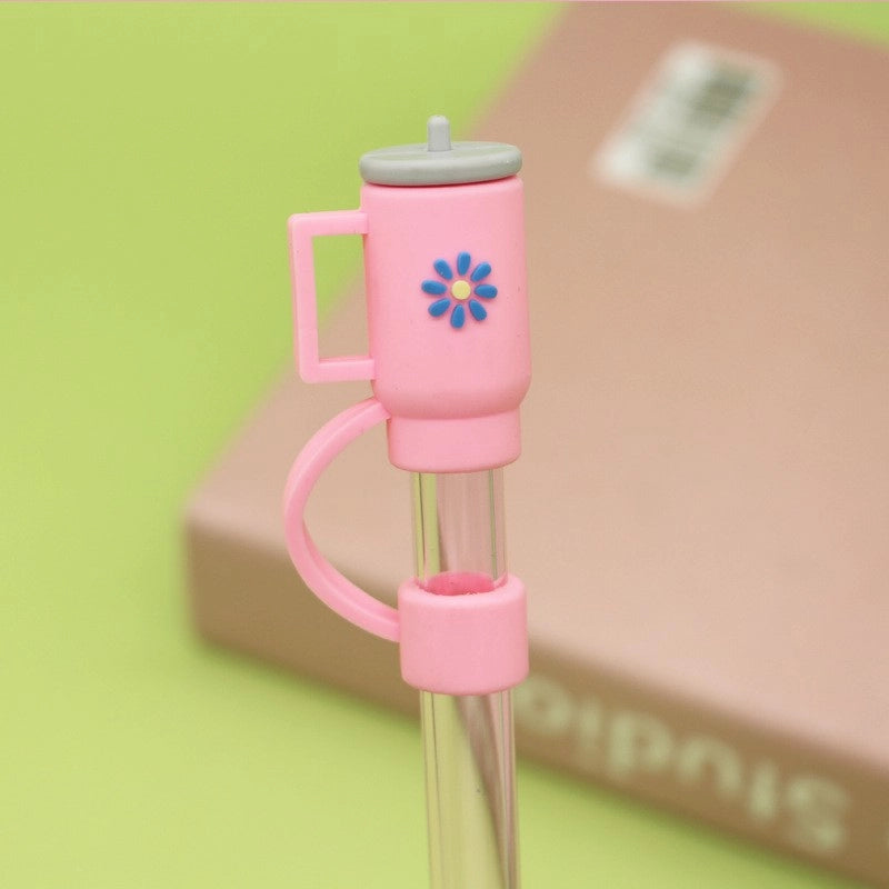 5 Pieces Silicone Straw Cap Flower Cartoon Baiyun Cup Straw Protective Cover Dust Plug 10mm