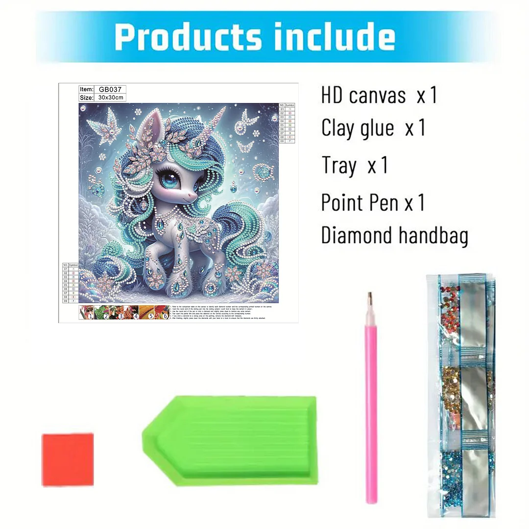 Blue Unicorn - Diamond Painting - Partial Special Shaped Drill(Canvas|30*30cm)