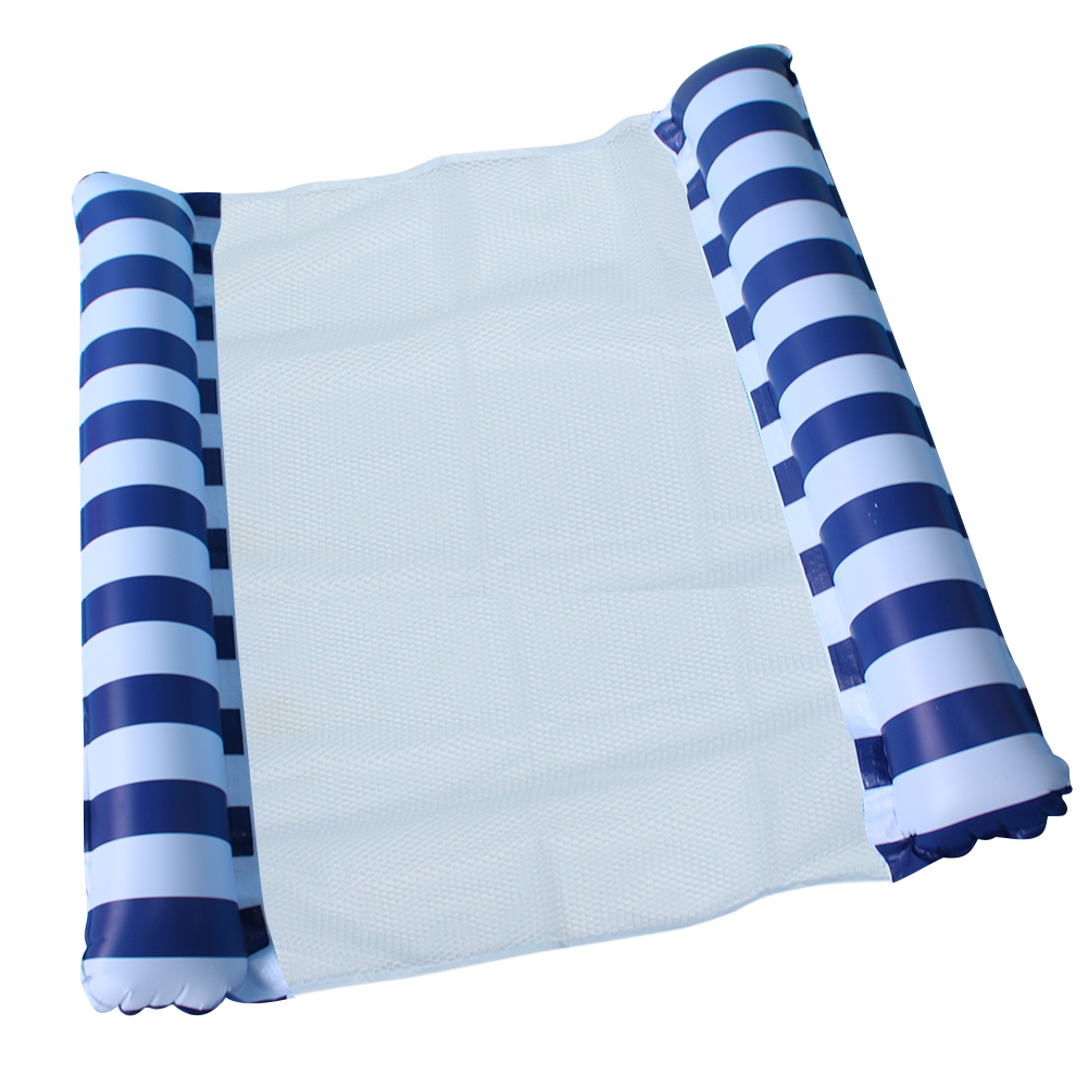 

PVC Water Hammock Recliner Stripe Mesh Inflatable Floating Bed Air Mattress, Dark blue + yellow, 501 Original