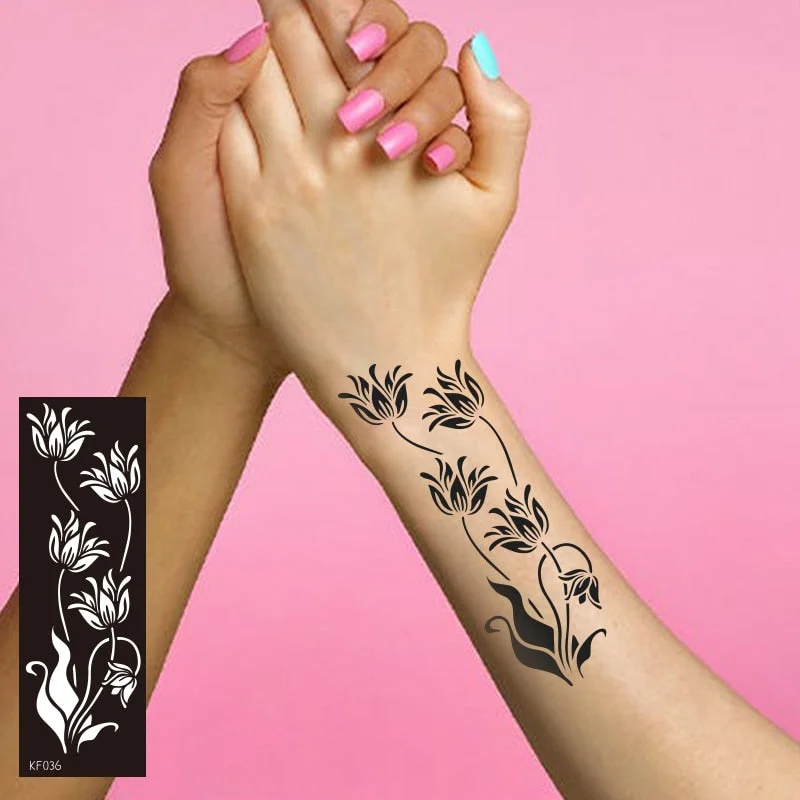 Reusable Waterproof Unisex Temporary DIY Tools India Henna Template Hand Arm Body Art Stickers Tattoo Stencils Hand Art Stickers
