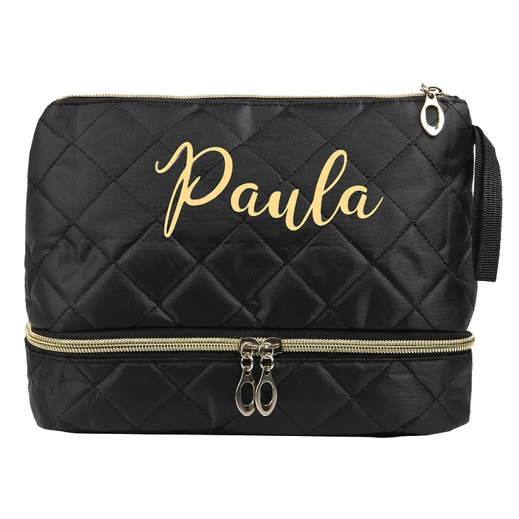 Personalized Name Cosmetic Bag Custom Black Makeup Bag Gifts for Ladies Girls