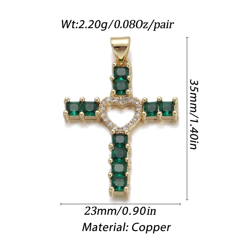 1 Piece Copper Zircon Cross Pendant