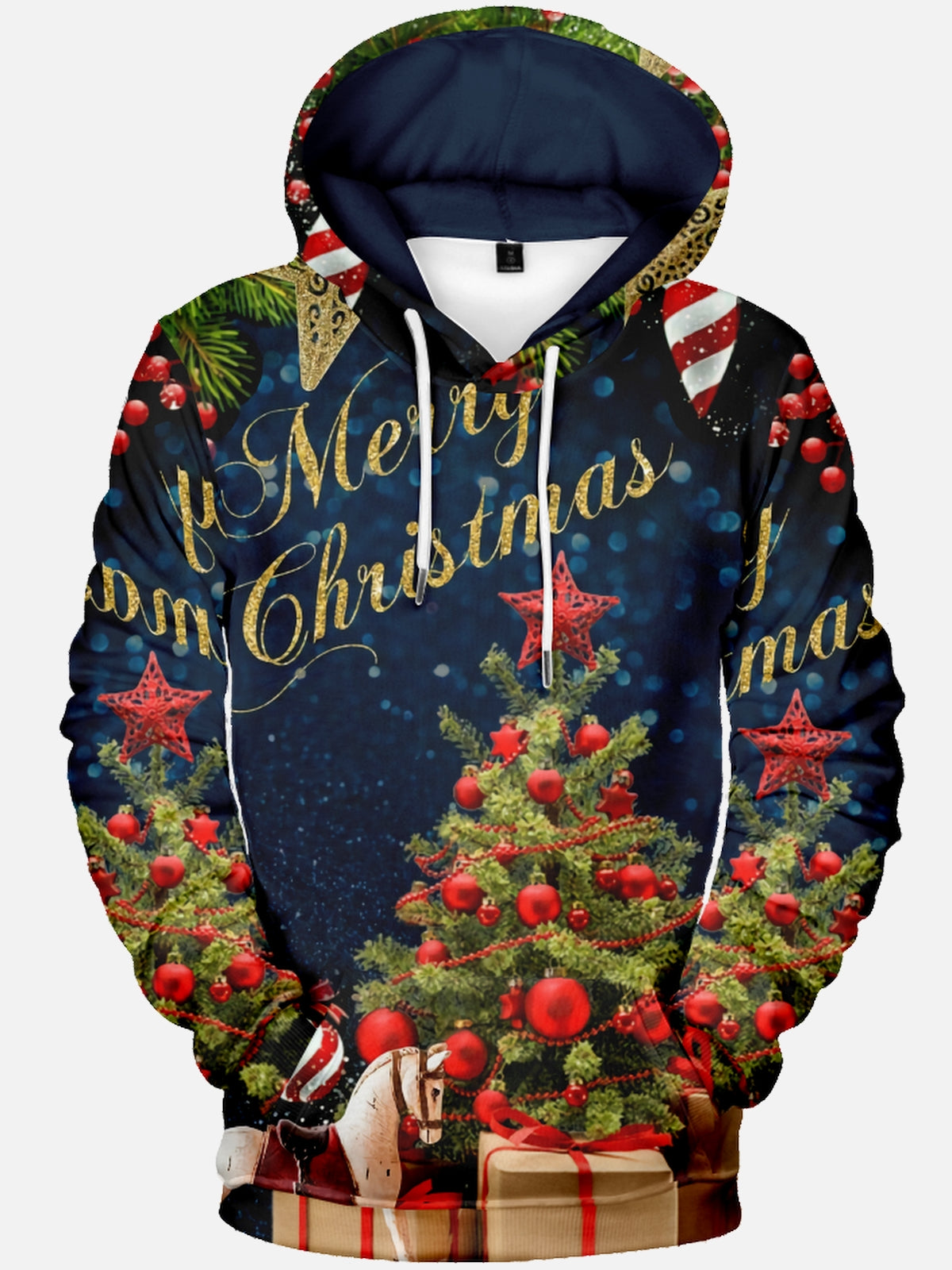 Men's Christmas Festive Print Long Sleeve Hoodie PLUSCLOTHESMAN