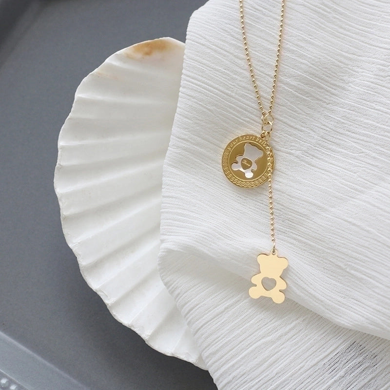 Sweet Bear 304 Stainless Steel Shell 18K Gold Plated Necklace