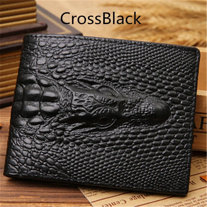 2022 Crocodile Skin Wallet Men Genuine Leather Small Zipper Short Men Wallets Credit Card Holders Coin Pocket Purse Alligator