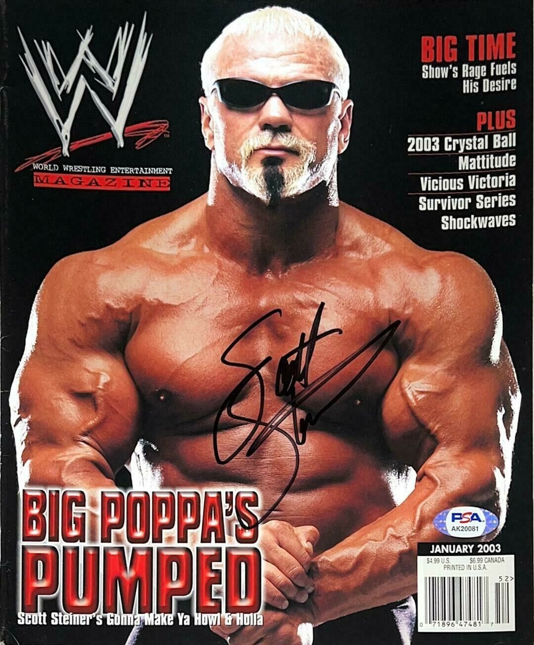 Wwe Scott Steiner Main Signé Dédicacé Lutte Revue Avec PSA DNA COA